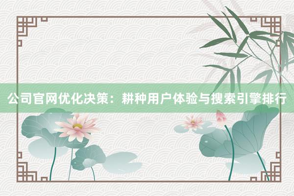 公司官网优化决策：耕种用户体验与搜索引擎排行